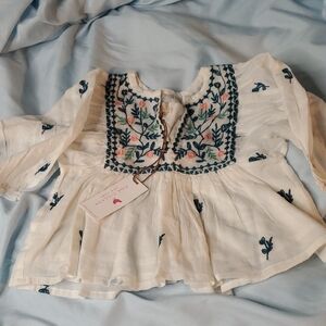 PINK CHICHEN 3/6M LONG SLEVE EMBROIDED BABY SHIRT